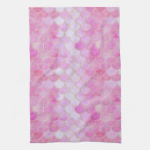 ピンクパステル&金ゴールドきらめくマーメイドスケールパターン キッチンタオル (縦)