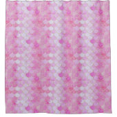 ピンクパステル&金ゴールドきらめくマーメイドスケールパターン シャワーカーテン (正面)