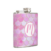 ピンクパステル&金ゴールドきらめくマーメイドスケールパターン フラスク (右)
