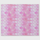 ピンクパステル&金ゴールドきらめくマーメイドスケールパターン ラッピングペーパー (フラット)