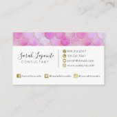 ピンクパステル&金ゴールドきらめくマーメイドスケールパターン 名刺 (裏面)