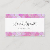 ピンクパステル&金ゴールドきらめくマーメイドスケールパターン 名刺 (正面)