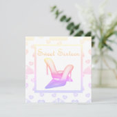 ピンクパステルsweet sixteenシューズ誕生日 招待状 (スタンド正面)