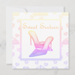 ピンクパステルsweet sixteenシューズ誕生日 招待状