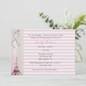 ピンクパストライプのリをテーマにしたSweet sixteen 招待状 (スタンド正面)