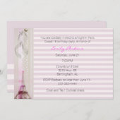 ピンクパストライプのリをテーマにしたSweet sixteen 招待状 (正面/裏面)