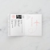 ピンクパスポート旅行女の子ベビーシャワー世界地図 招待状 (内部)