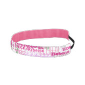 ピンクパターンおよびすべて緑のおもしろいの名前のコラージュ アスレチックヘッドバンド (右)
