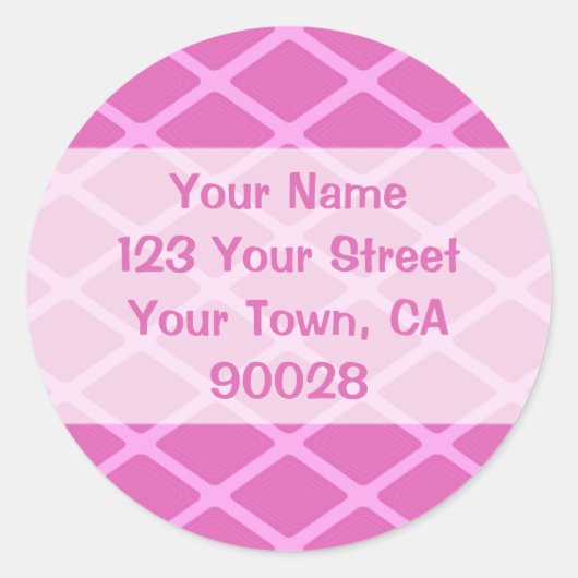 ピンクパターン住所 シール (正面)