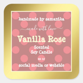 ピンクパターン金ゴールドフレーム製品パッケージラベル スクエアシール