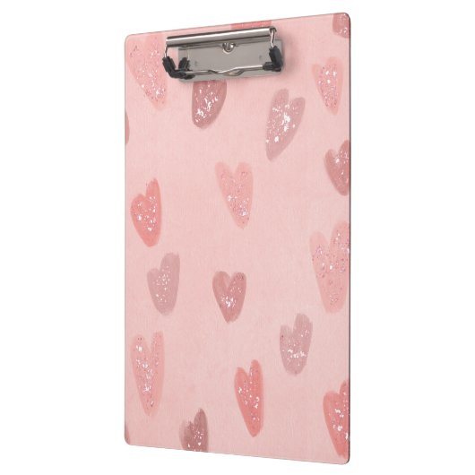 ピンクパターン(の模様が)あるかわいいハート クリップボード (左)