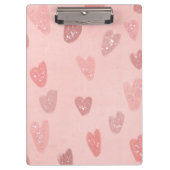 ピンクパターン(の模様が)あるかわいいハート クリップボード (正面)