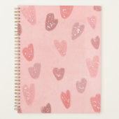 ピンクパターン（の模様が）あるかわいいハート プランナー手帳 (正面)