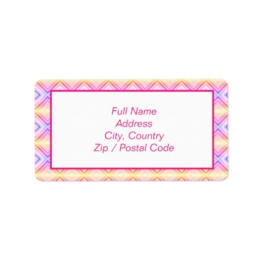 ピンクパターン（の模様が）あると黄色の住所 シール (正面)