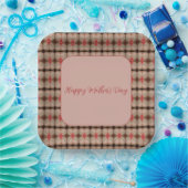 ピンクパターン（の模様が）あるコーラルブラウンデザイン ペーパープレート (パーティー)