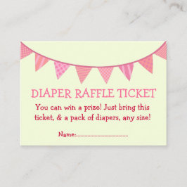 ピンクパターン(の模様が)あるフラッグスおむつラッフルチケット エンクロージャーカード