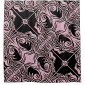 ピンクパターン（の模様が）あるブラック抽象芸術シャワーカーテン シャワーカーテン (正面)