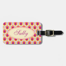 ピンクパターン（の模様が）ある色の黄色の荷物タグ ラゲッジタグ