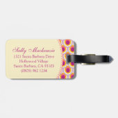 ピンクパターン（の模様が）ある色の黄色の荷物タグ ラゲッジタグ (裏面横)