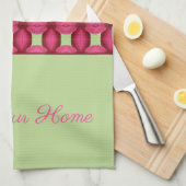 ピンクパターン（の模様が）ある詳細 キッチンタオル (四つ折り)