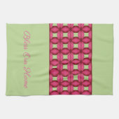 ピンクパターン（の模様が）ある詳細 キッチンタオル (横)