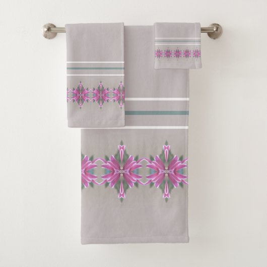ピンクパターン（の模様が）ある詳細 バスタオルセット (インサイチュ)