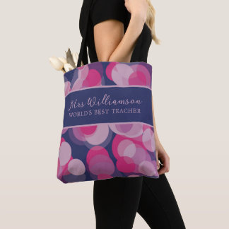 ピンクパターン(の模様が)ある&ブルー先生トートバッグ トートバッグ