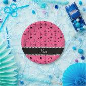 ピンクパパーソナライズされたリエッフェルタワーと名付ける ペーパープレート (パーティー)