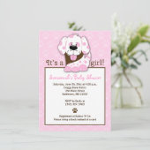 ピンクパピードッグガールベビーシャワー招待状 招待状 (スタンド正面)