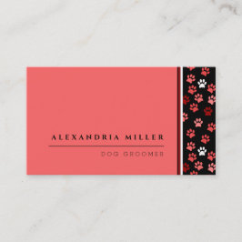 ピンクパピードッグポープリントズデザイン |犬のトリマー 名刺