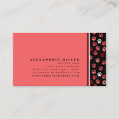 ピンクパピードッグポープリントズデザイン |犬のトリマー 名刺 (裏面)