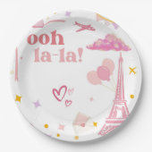 ピンクパファンシーリエッフェルタワーパーティー紙プレート ペーパープレート (正面)