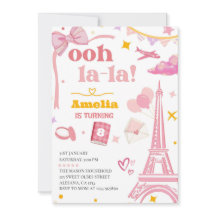 ピンクパファンシーリエッフェルタワー招待状ジンガム