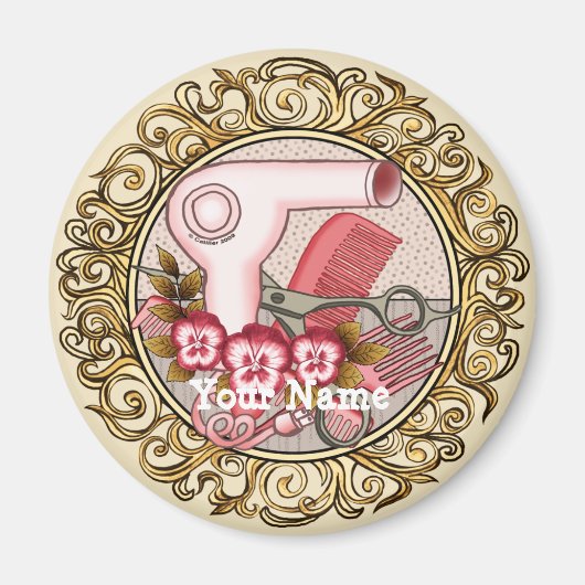 ピンクパファンシーンシー美容師 マグネット (正面)