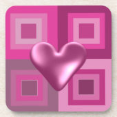 ピンクパフィーハートデザイン コースター (正面)