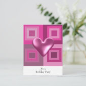 ピンクパフィーハート誕生日招待状 招待状 (スタンド正面)