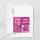 ピンクパフィーハート誕生日招待状 招待状 (裏面)