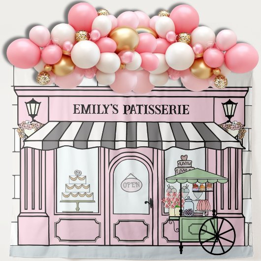 ピンクパフランスのリシアテーマガールズ誕生日背景 タペストリー