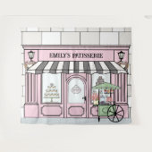 ピンクパフランスのリシアテーマガールズ誕生日背景 タペストリー (正面(横))