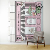 ピンクパフランスのリシアテーマガールズ誕生日背景 タペストリー (インサイチュ)