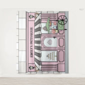 ピンクパフランスのリシアテーマガールズ誕生日背景 タペストリー (正面)