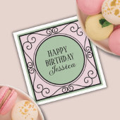 ピンクパフランスのリテーマガール誕生日ペーパーナプキン スタンダードカクテルナプキン