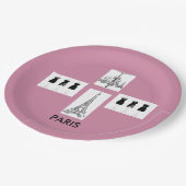 ピンクパフランスのリテーマパーティー紙プレート ペーパープレート (アングル)