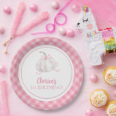 ピンクパプ名門私立校風のンキンファースト誕生日紙プレート ペーパープレート (パーティー)