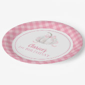 ピンクパプ名門私立校風のンキンファースト誕生日紙プレート ペーパープレート (アングル)