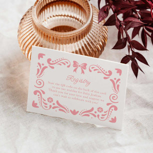 ピンクパペルピカドベビーシャワーレジストリQRコード エンクロージャーカード