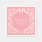 ピンクパペルピカドベビーシャワー スタンダードカクテルナプキン (正面)