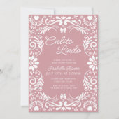 ピンクパペルピカドメキシコガールベビーシャワー 招待状 (正面)