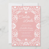 ピンクパペルピカドメキシコ産ベビーシャワー 招待状 (正面)