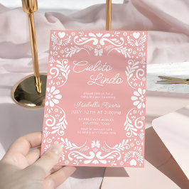 ピンクパペルピカドメキシコ産ベビーシャワー 招待状